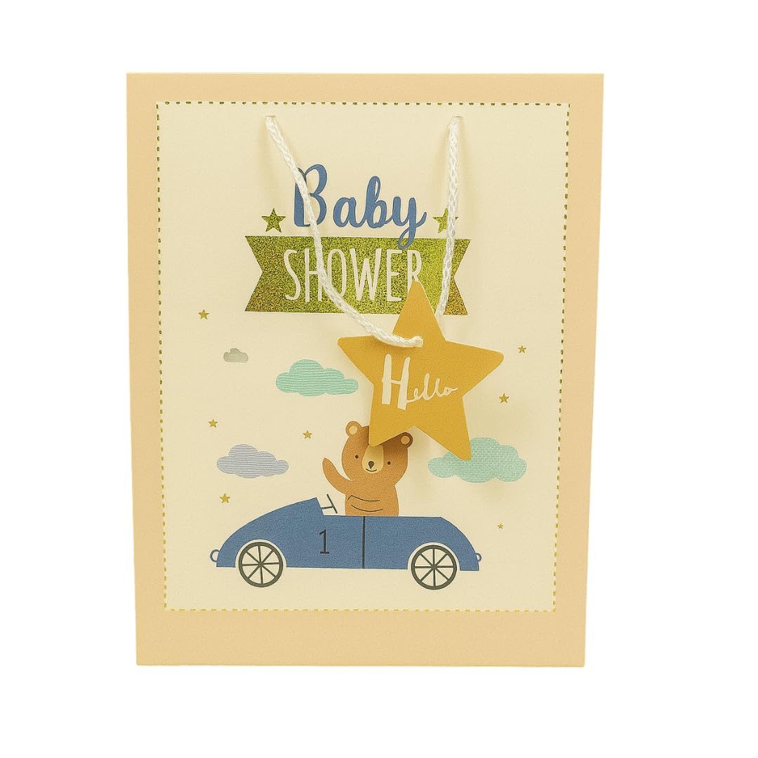 Teddy Car Baby Shower Gift Bag for Newborn Welcome, Christening and Baby Shower Party Favors || small Set Of 3-image-37