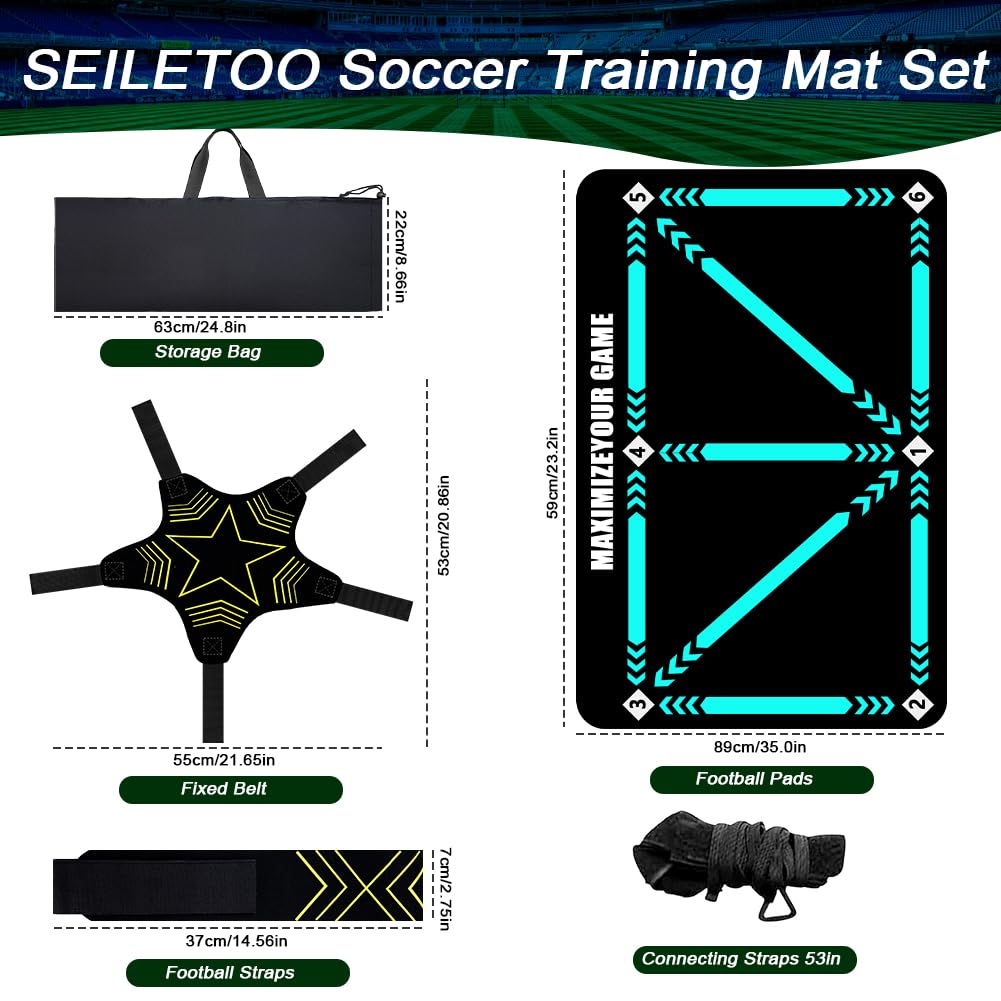 SEILETOO Silent Footstep Training Mat Set - Non Slip Soccer Agility Trainer for Speed, Strength and Coordination