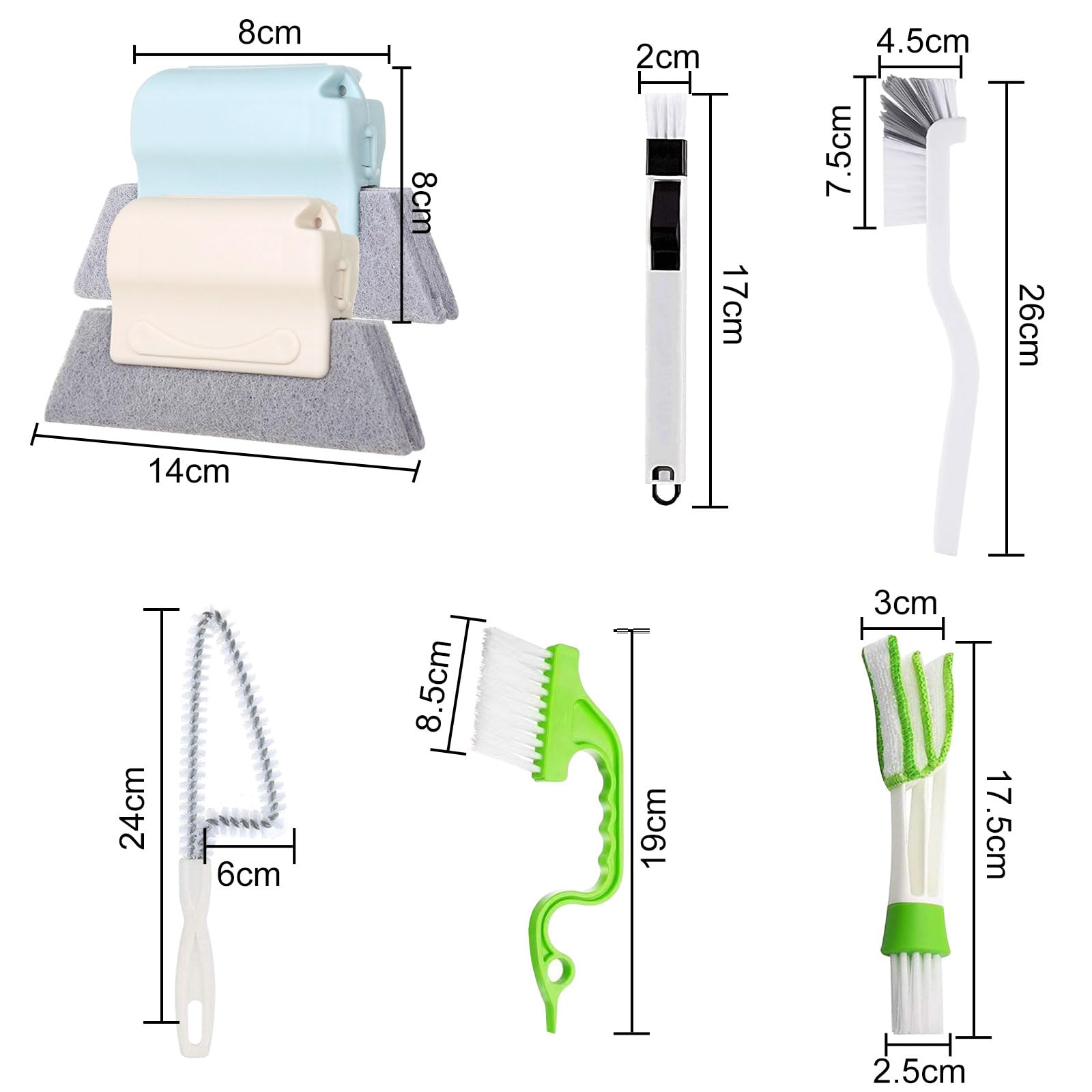 Kit de Brosses de Nettoyage pour Rainures de Fenêtres et Portes Coulissantes 7 Pièces Brosse de Nettoyage de Rainure de Fenêtre Brosse de Nettoyage pour Store Outils de Nettoyage pour Salle
