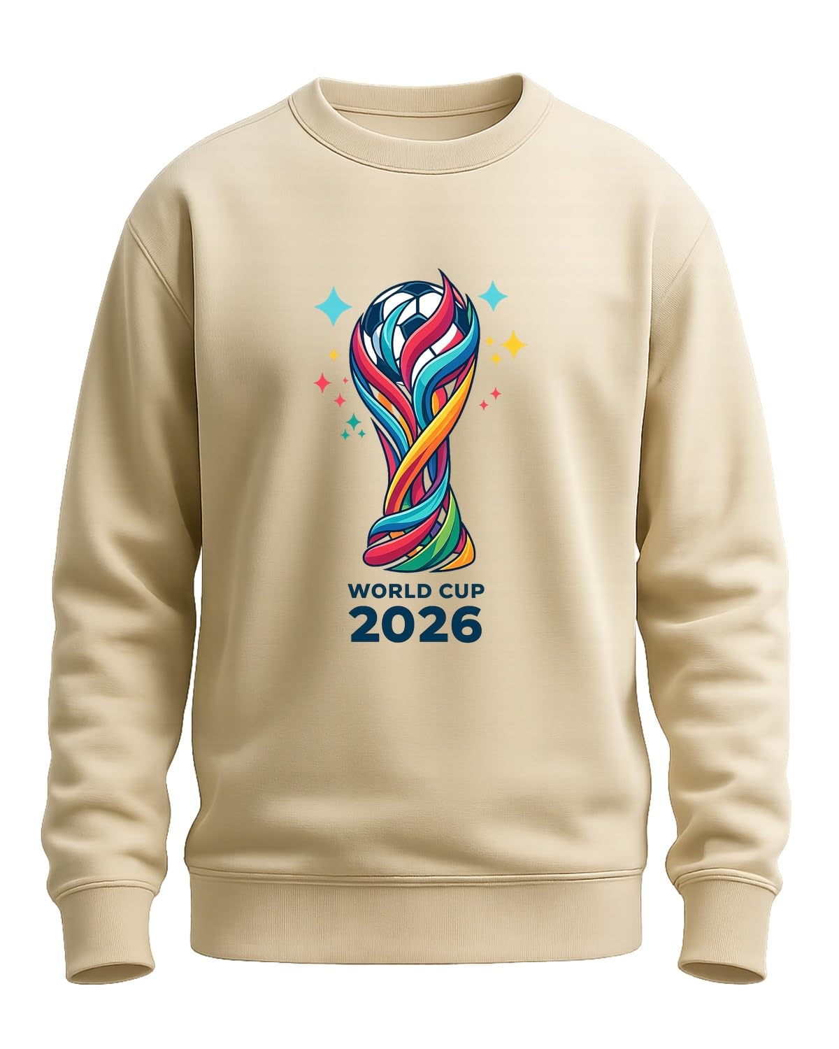 WriteFusion World Cup 2026 World Cup Football Trophy Design World Cup Fan Shirt Colourful Modern Jumper, Natural stone, 3XL
