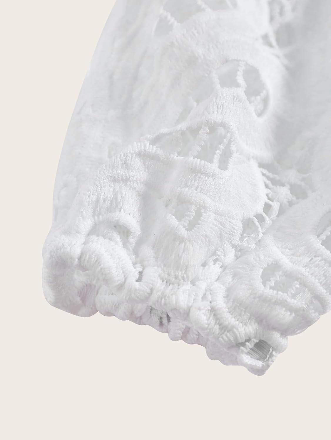 Women's Lace Embroidered Crop Tops Elegant Mock Neck Hollow Out Going Out Blouse - Image 2