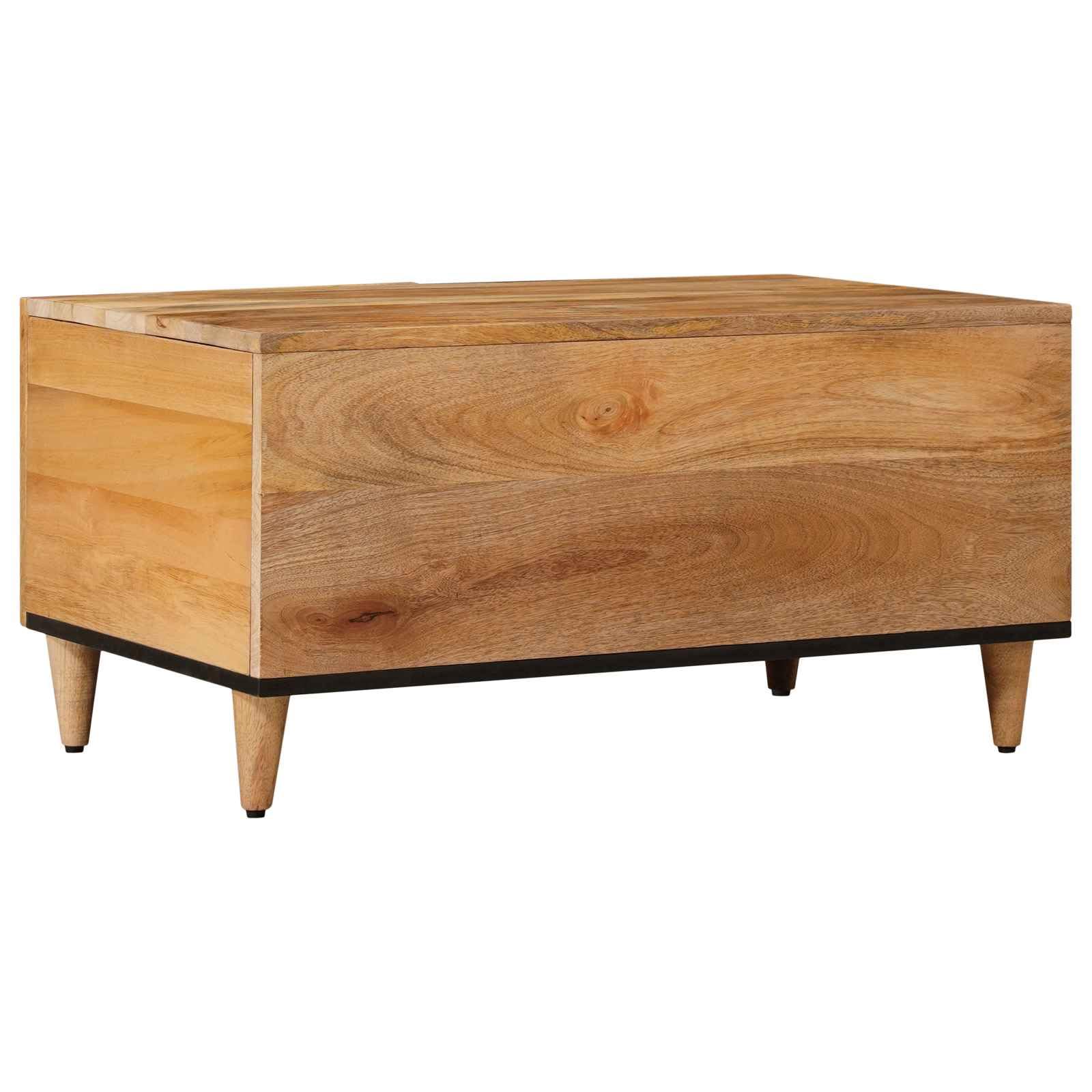 Stolik kawowy z litego drewna mango 80 x 50 x 40 cm z miejscem do przechowywania, zawiasami i półką do salonu, sofy, salonu, stolika pomocniczego, organizera, porządku