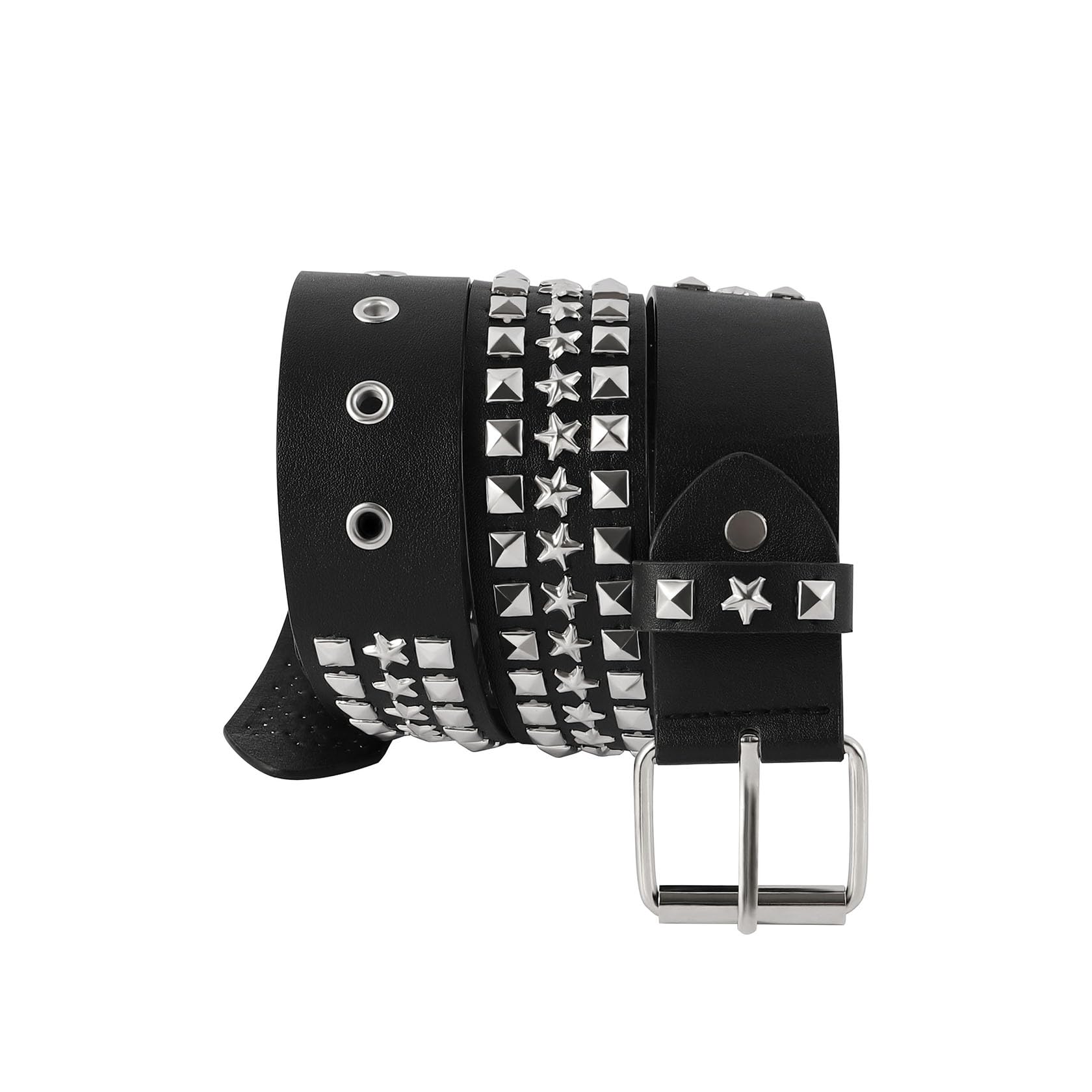 Manfnee Studded Belt Metal Punk Rock Rivet Belts Leather Gothic Belt for Jeans Pants Hip Hop Style