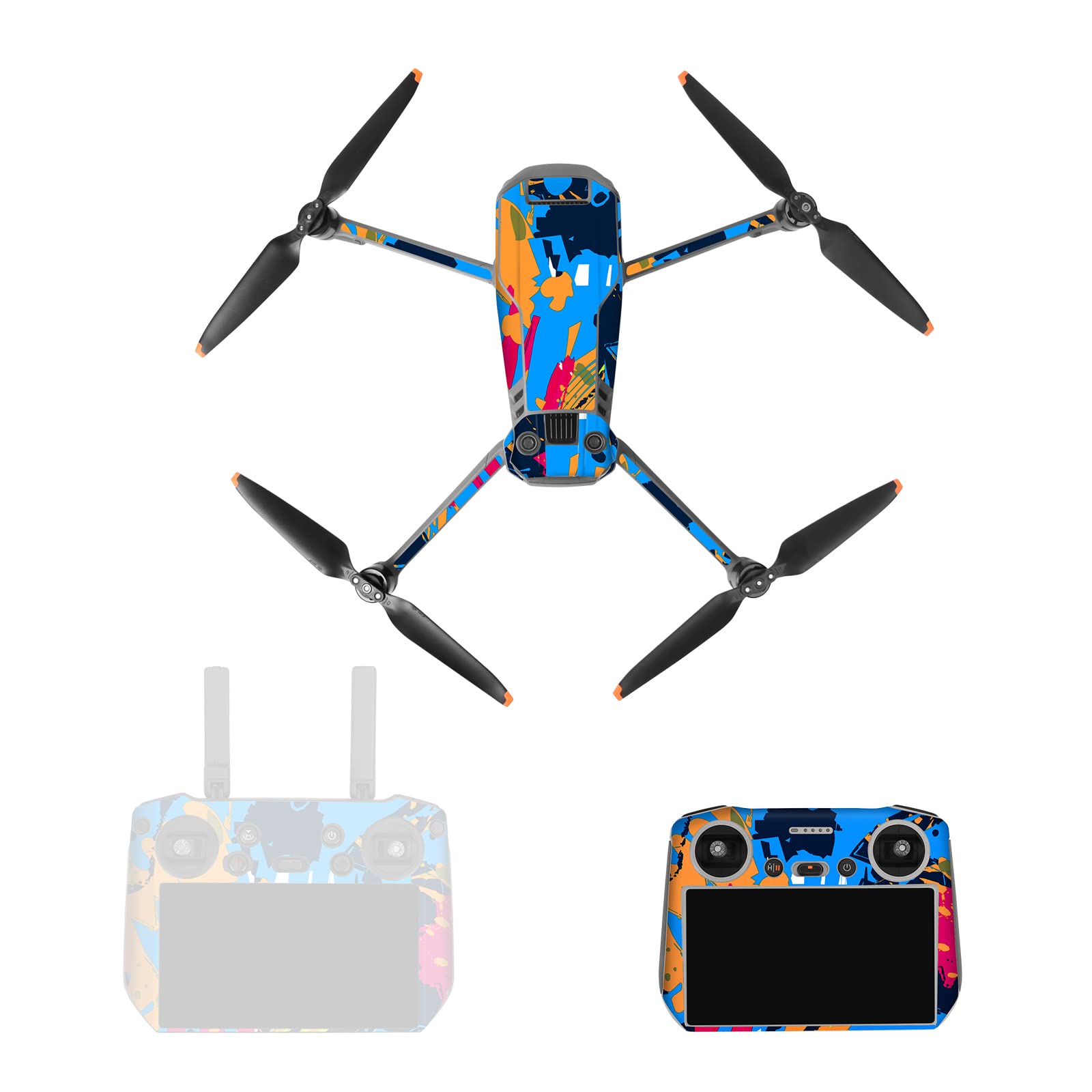 MotuTech Sticker for Mavic 3 Pro/Classic Drone and Remote Control for DJI RC/RC Pro Controller Sticker Decal PVC Bundle (2-Blue for DJI RC)