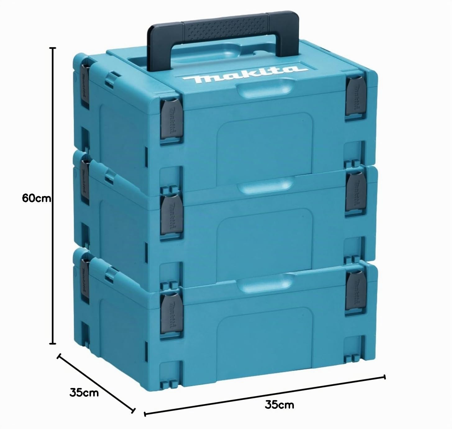 Makita Makpac 2 Valigetta Impilabile Per Trasporto 395x295x157mm 3 Pezzi