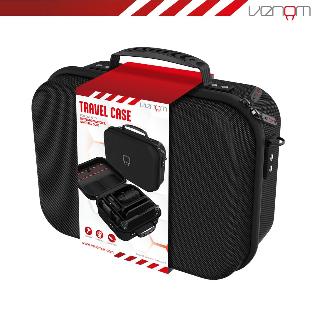 Venom Étui de transport pour Switch 2 (Nintendo Switch 2) | etui de transport switch 2, coque rigide, rangement cartes de jeu, cables, voyage, nintendo switch 2