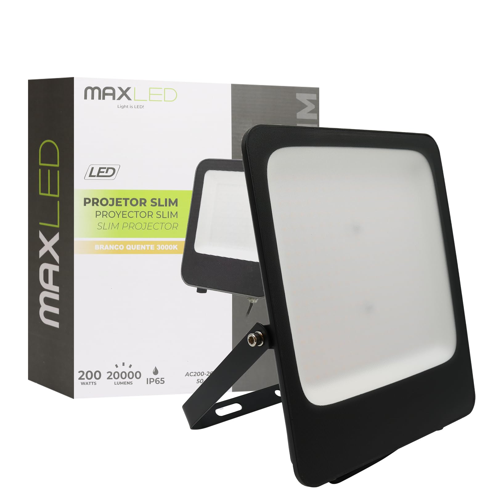 Focos LED Exterior 200W Foco Proyector 3000K Blanco Cálido 20000LM IP65 Impermeable Floodlight para Casa Garaje Patio Terraza Jardín Cancha Fachada Jardineras Colgar Árbol Local