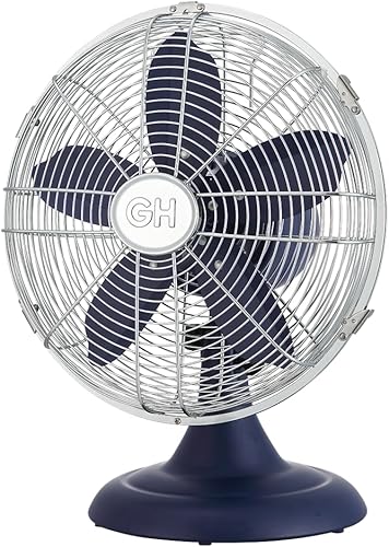 Miniatura 2 de Good Housekeeping 92618 Ventilador de mesa de oficina retro de 12 pulgadas con amplia oscilación, ajustes de 3 velocidades y asa de transporte, azul