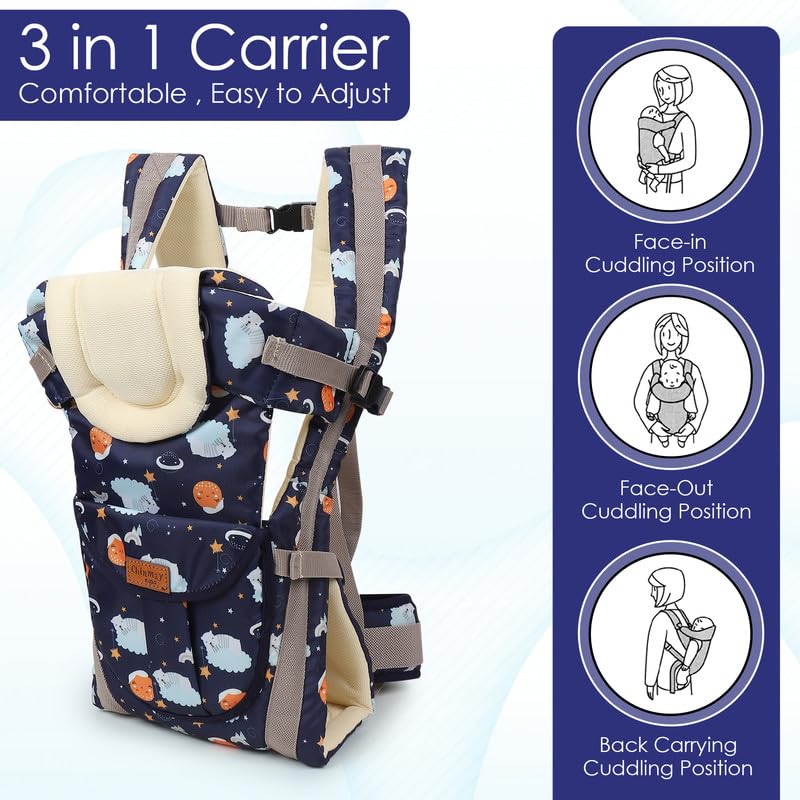 Image of Chinmay Kids Baby Carrier 4 in 1 Carry Bag Baby Carrier Cuddler Air Mash Fabric Baby Carrier Baby Carrier (Blue, Back Carry)