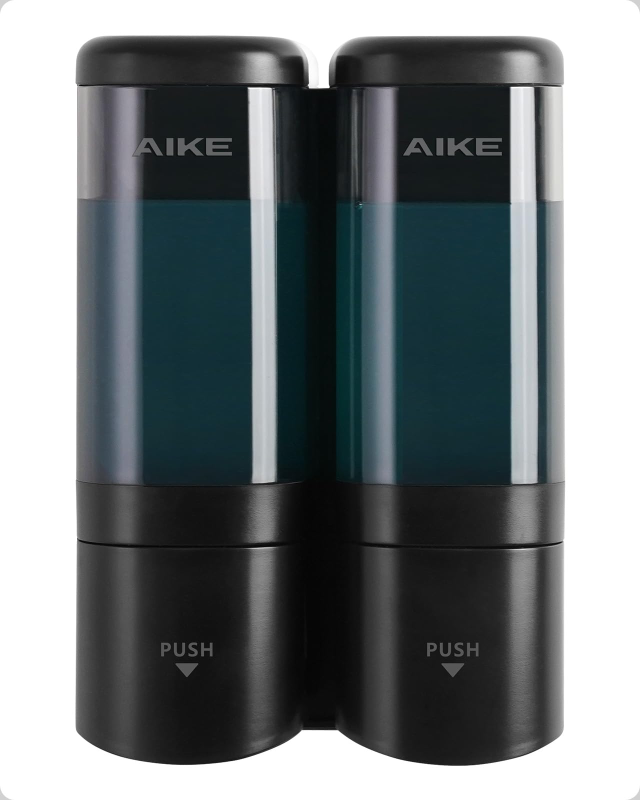 AIKE Wall Mounted Soap Dispenser 2x480ml, No-Drill, for Shampoo&Shower Gel