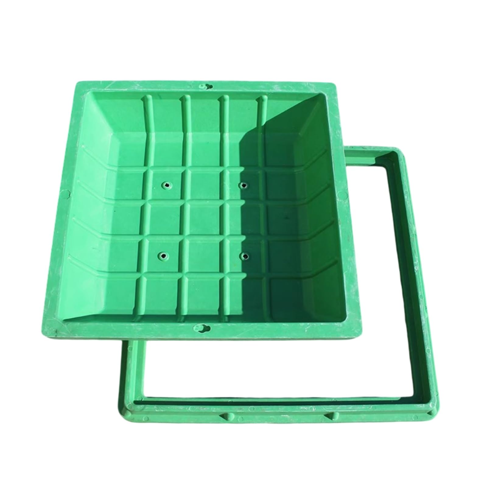 Laohucai Square Removable Recessed Manhole Cover, Green Septic Tank Lid With Base, Drain Recessed Inspection Cover, Hidden Man Hole Covers Flat Cover For Yard Pavement School Garden(,70Cm/27.5In)