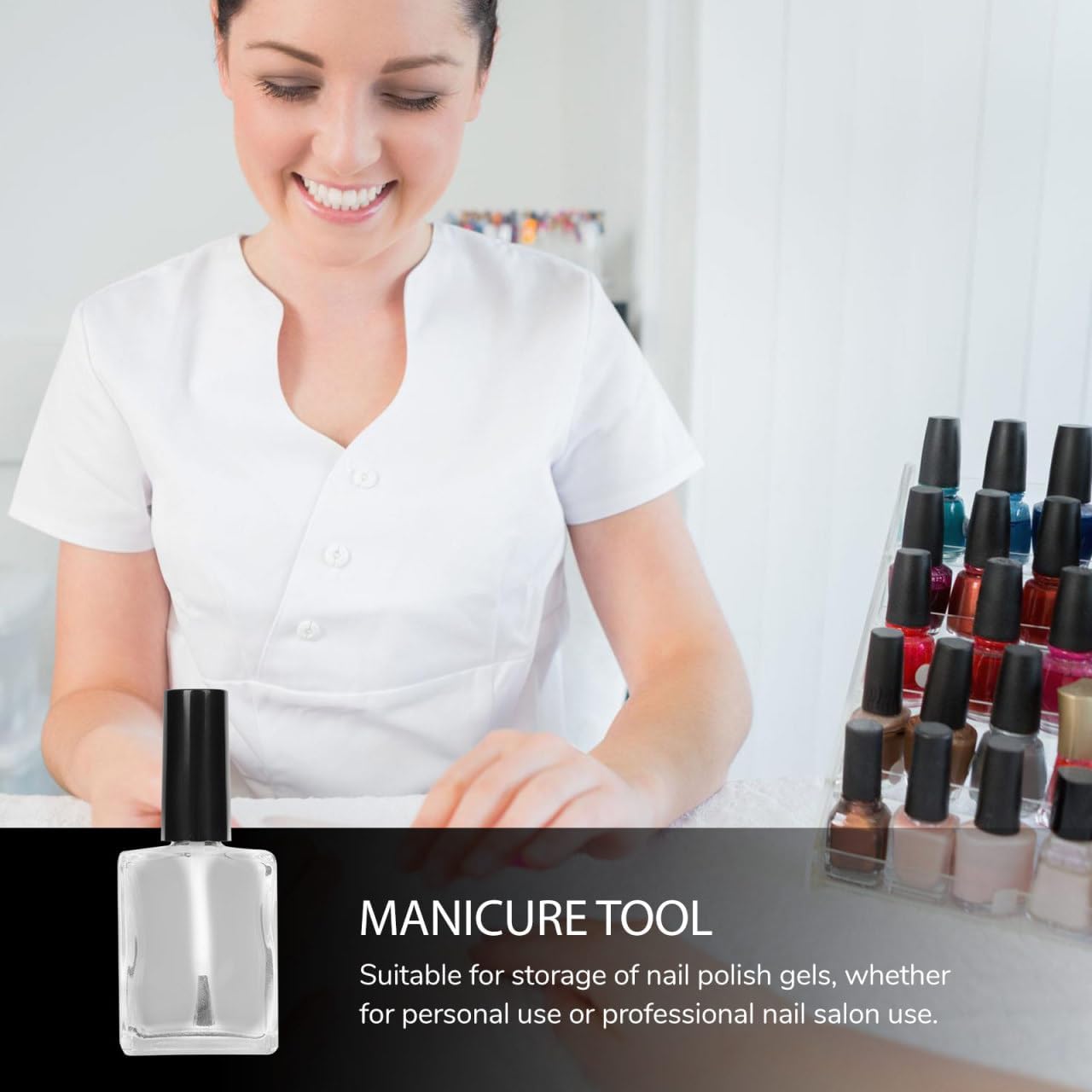Refillable Nail Polish Bottles Flat Shaped 15Ml Empty Nail Varnish Storage Containers with Brush for Manicure Tool and Gel Polish Storage Set of 20