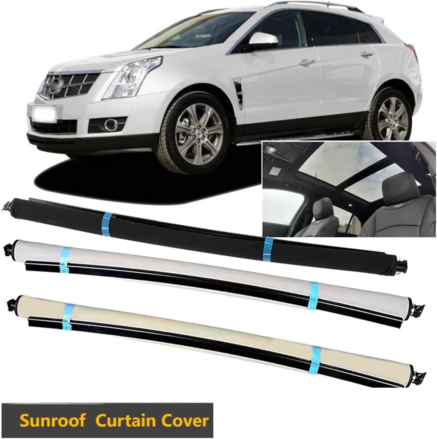 25964409 Car Interior Sunroof Curtain Cover Shade Panaromic Sun Roof Visor Cover Compatible for Cadillac SRX 2010-2016(Gray)