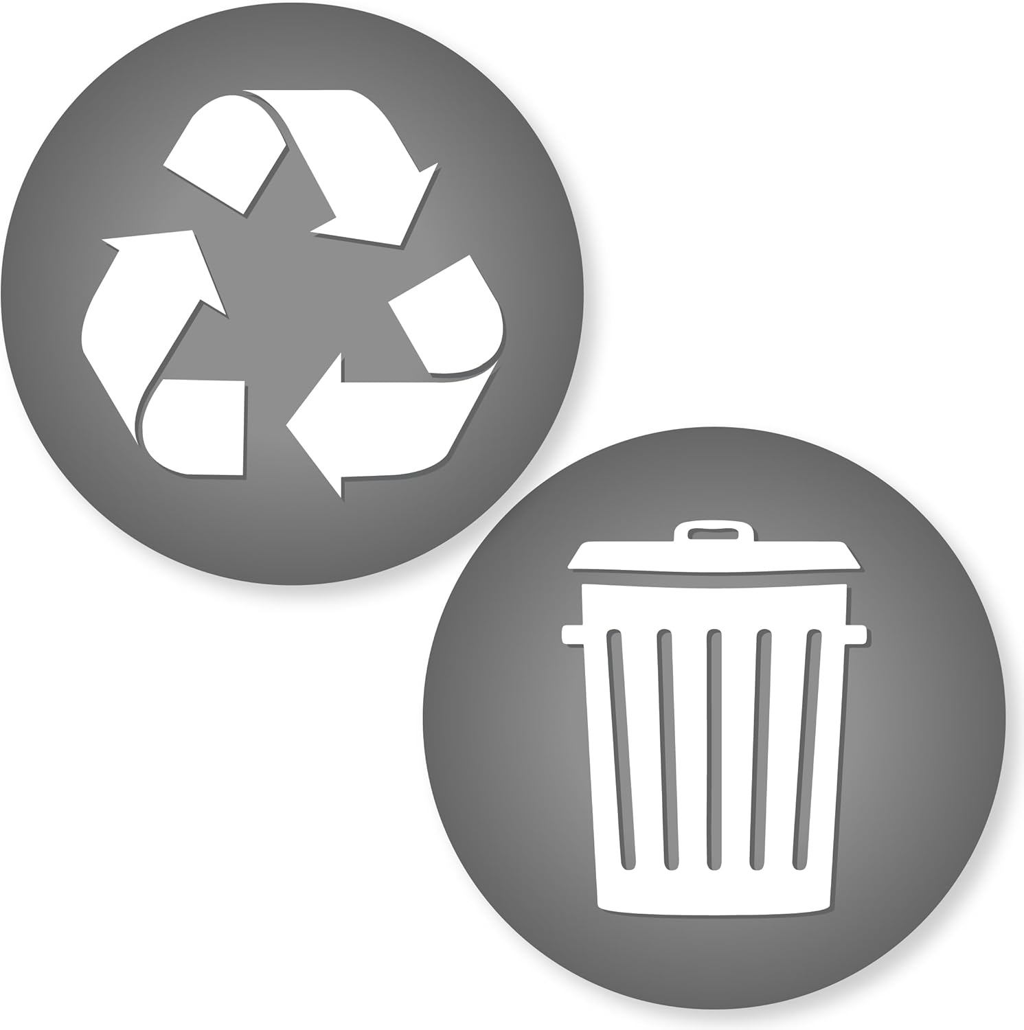 Recycle and Trash Logo Stickers - for Metal or Plastic Garbage cans, and Bins - Indoor & Outdoor - Laminated and UV Protected Premium Decal 2567 (Grey - Magnetic, Small)