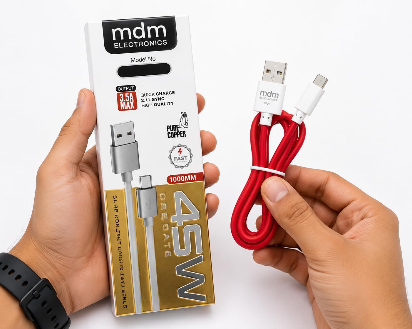 MDM Electronics 45W Type B (Micro USB/V8) Fast Charging Data Cable | USB A to Type B (V8) | 3A Fast Charger Cable | Compatible with Android Smartphones, Power Banks & Other Micro USB Devices-image-32