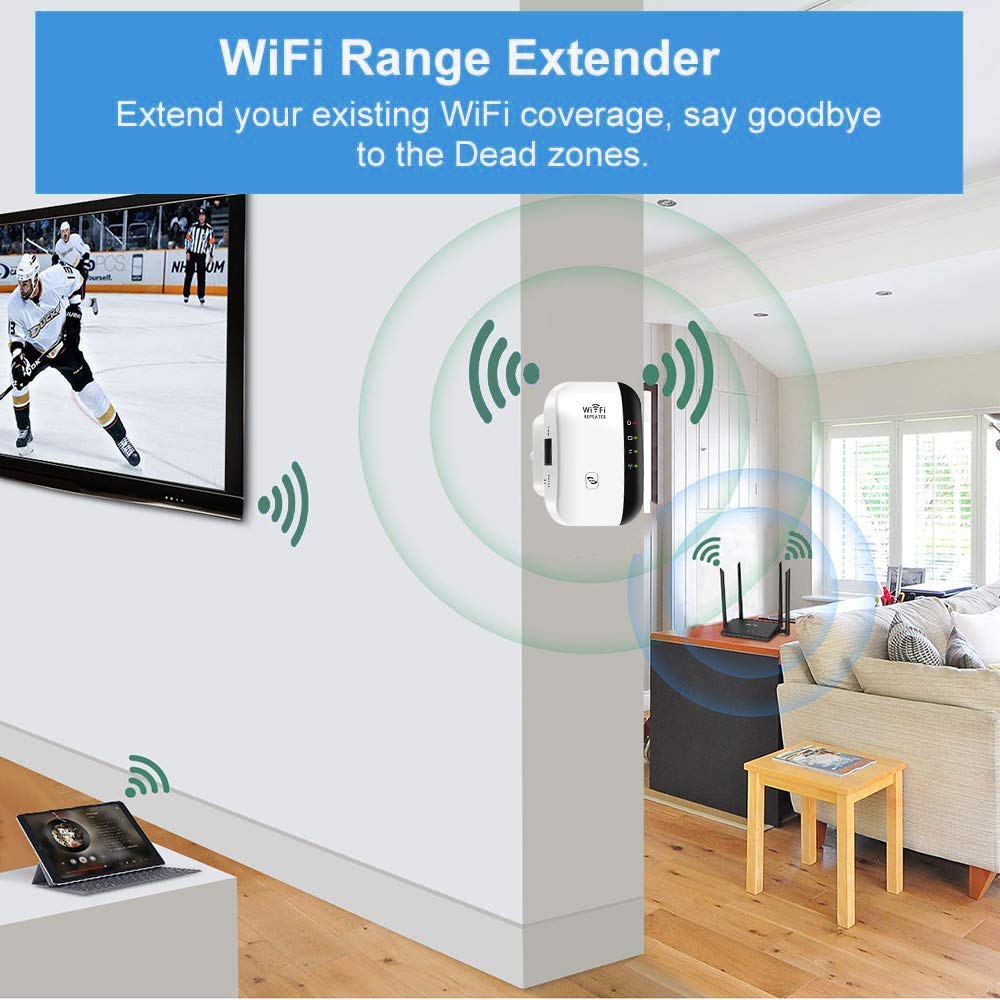 WiFi Extender, 2.4G Wireless Internet Amplifier, 300Mbps High Speed WiFi Signal Booster for Home Office Superboost Wi-Fi Blast Range Wireless Mini AP Access Point-Easy Setup and Covering