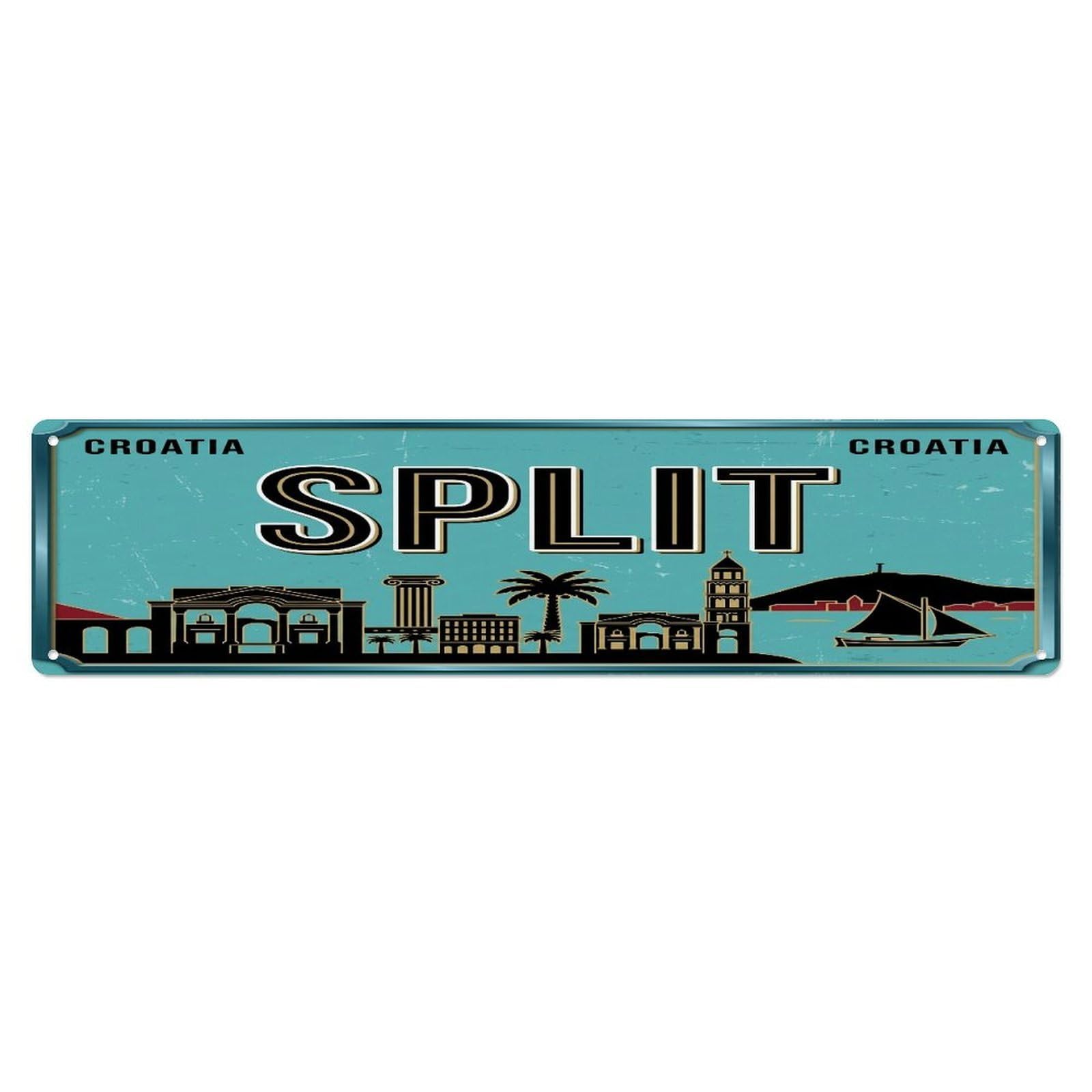 Tgrcjimh Style Metal Tin Sign Vintage Travel Split Croatia Palace Beach