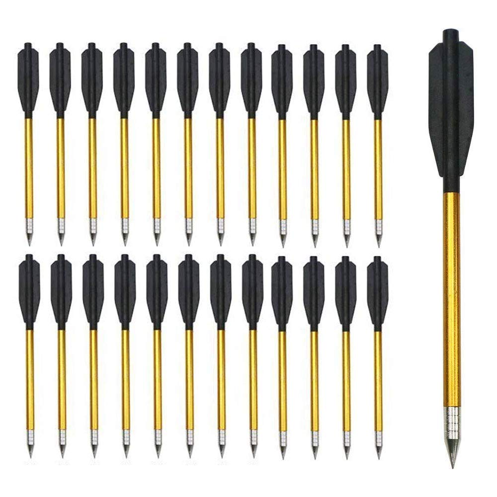 Huntingdoor Bulloni per Balestra, Punti per bulloni in Alluminio per balestre, frecce da 6,5 "Frecce per Caccia in Acciaio per Pistole per palloni da 50-80 lbs(24PCS)