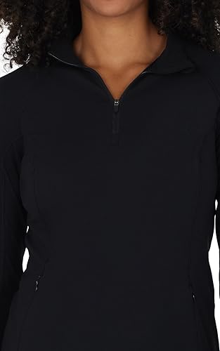 Vista 2 de Yogalicious Chaqueta atlética ligera de media cremallera de manga larga con bolsillos delanteros y orificios para los pulgares