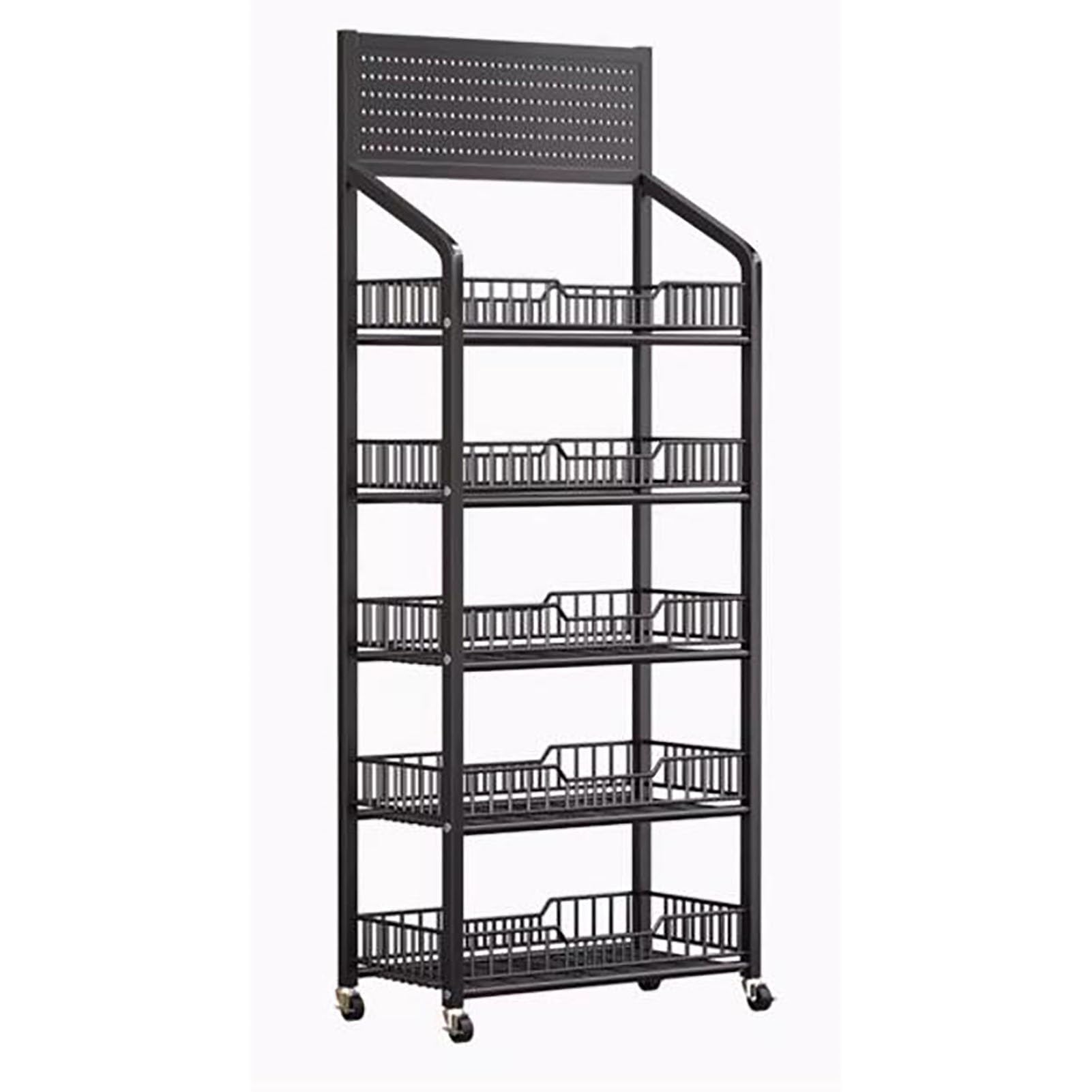 Süßwaren-Präsentationsständer, Snackkorb, Snackregal für den Einzelhandel, Warenpräsentationsständer für Snacks, Süßwaren-Präsentationsständer. (Farbe: Schwarz – 5-stufig – 50 x 27
