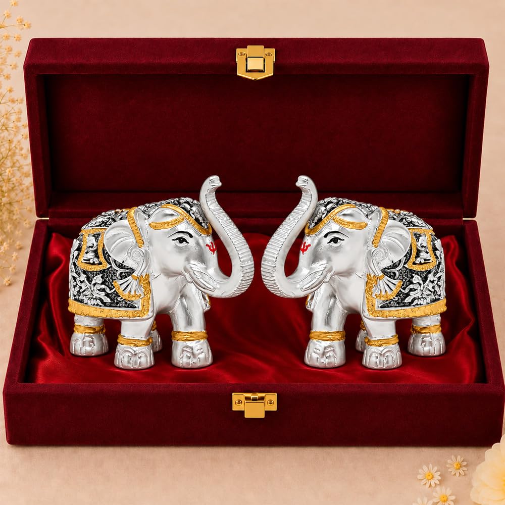 Silver Elephant Pair - Diwali Gift & Home Decor -1