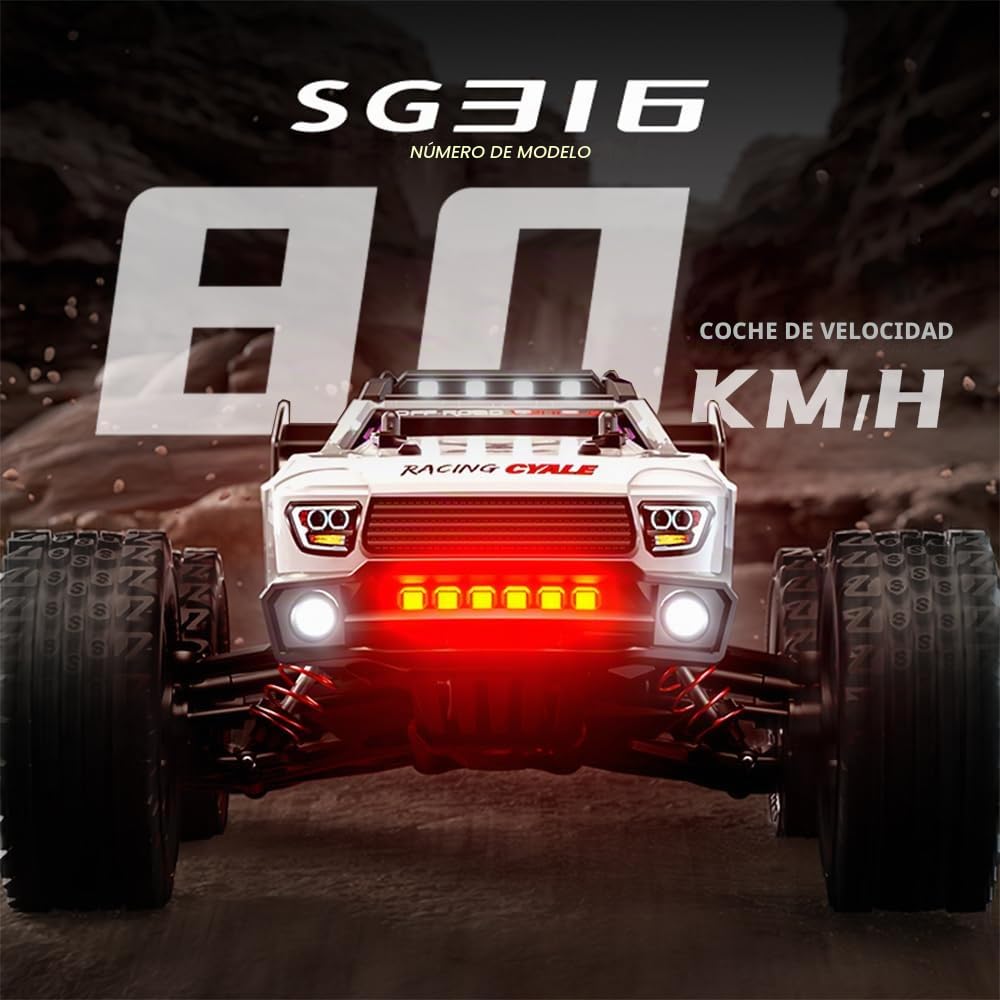 Coche teledirigido de 80 km/h para adultos, 1/16 Off Road Race Buggy con bolsa de transporte, motor sin escobillas 4WD RC Truck, Offroad Drift Competición