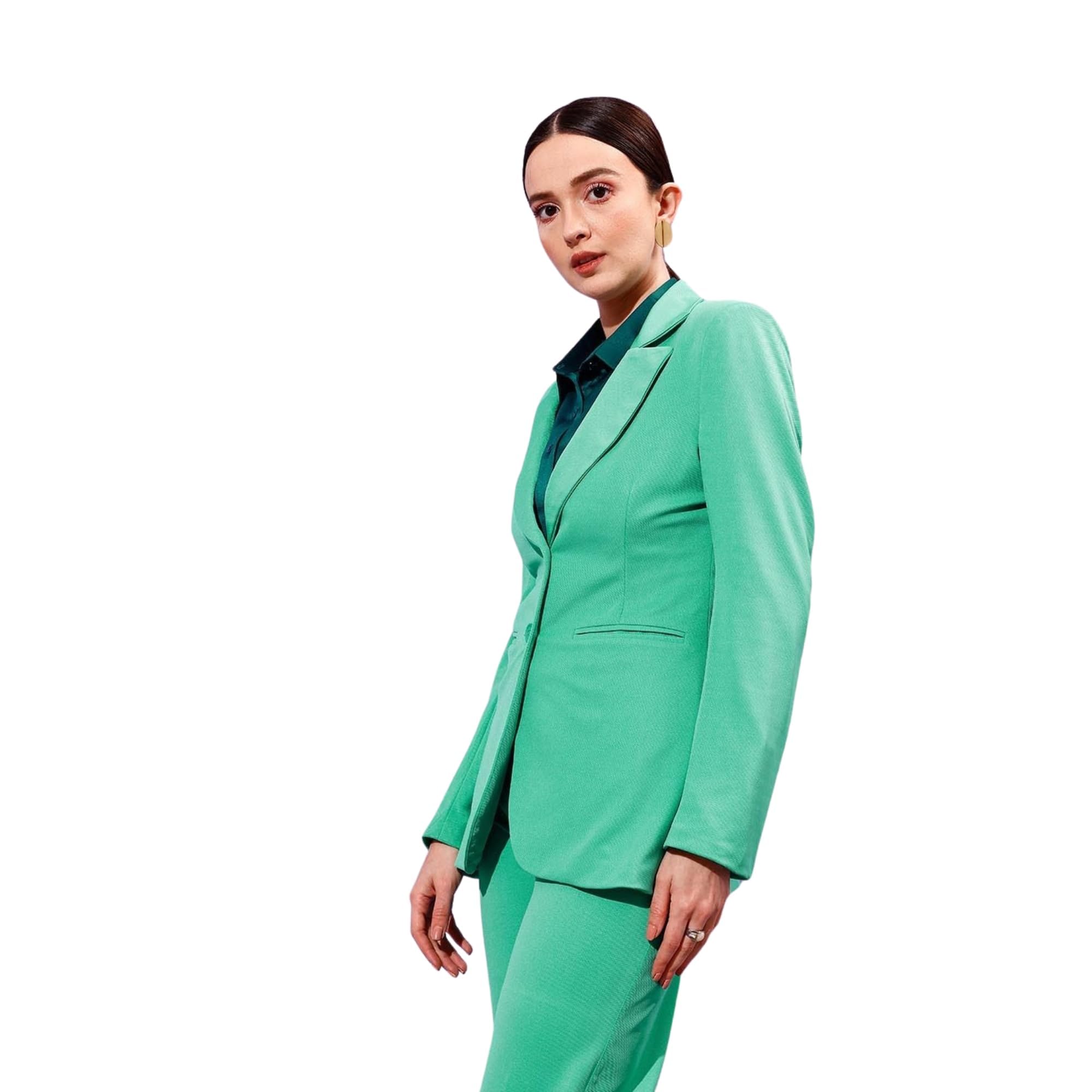 street9 Solid Double Breasted Casual Women Blazer (Green) | BLZ00005408-picture-14