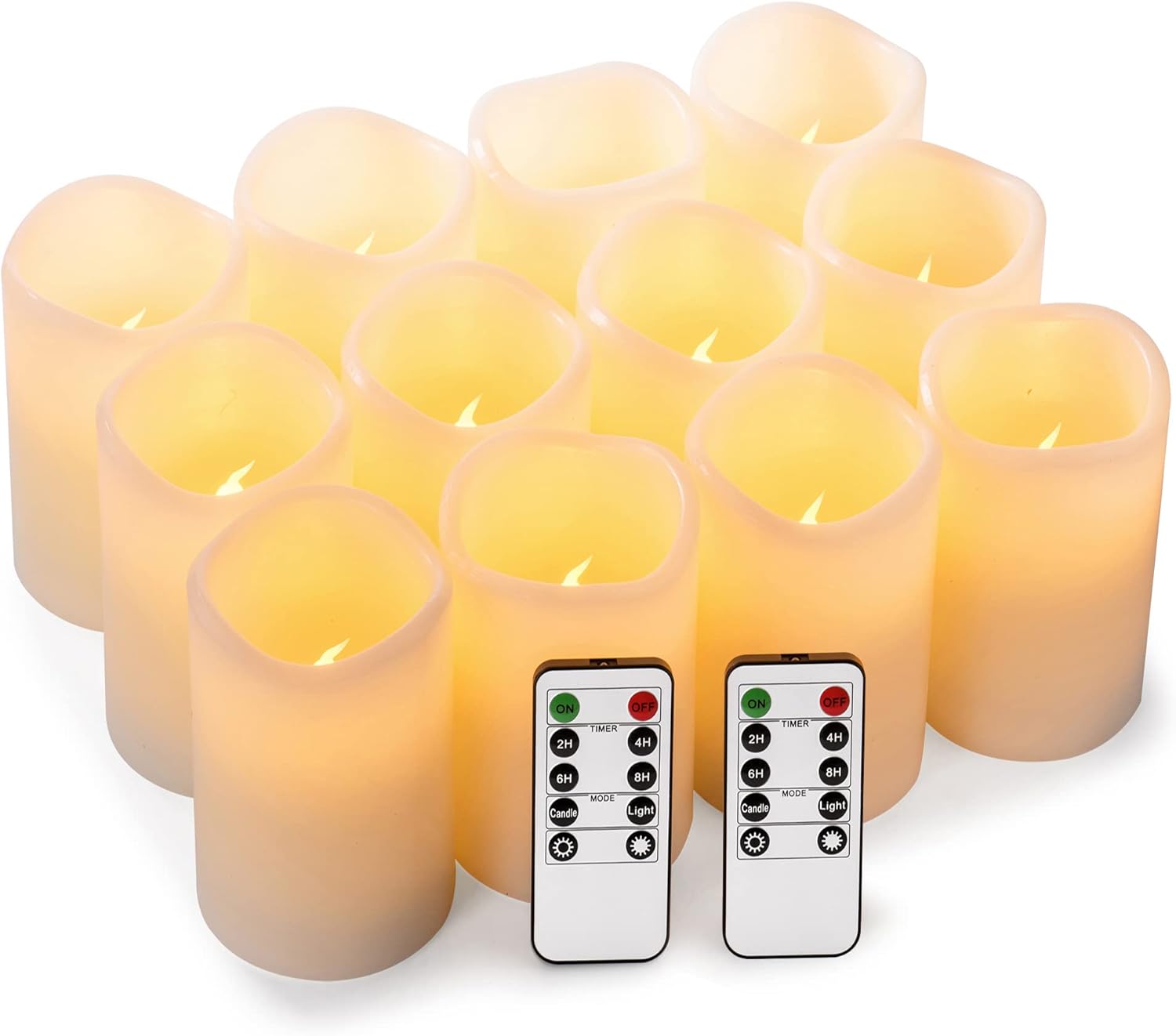 Enpornk Large Set of 12 (D3" x H4") Flameless Candles