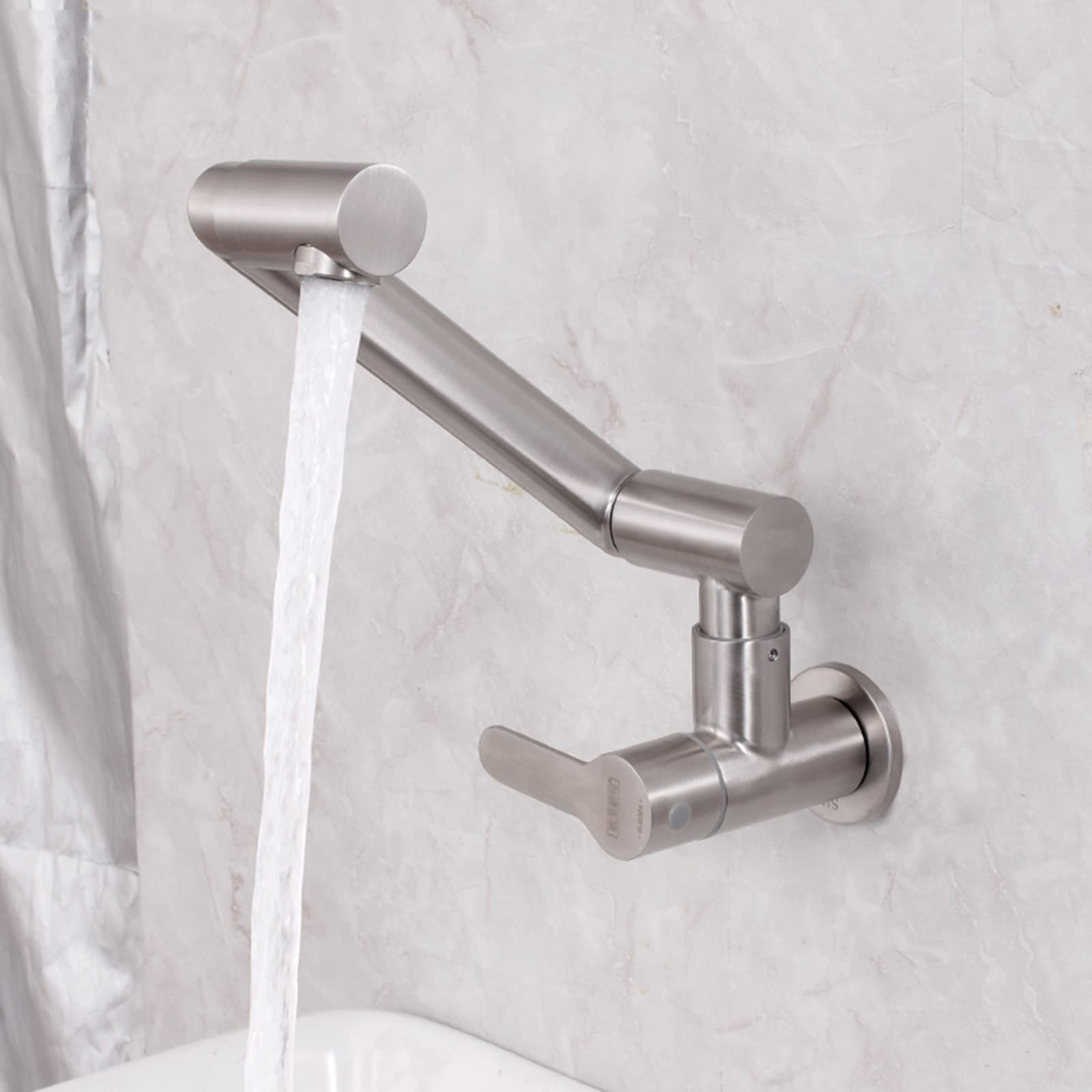 Grifo de Cocina de Pared Plegable Grifo de Llenador de Pote Grifo de Frio Grifos de Fregadero Monomando Plegable 360° Caño Giratorio Grifos para Lavaderos,Cepillado