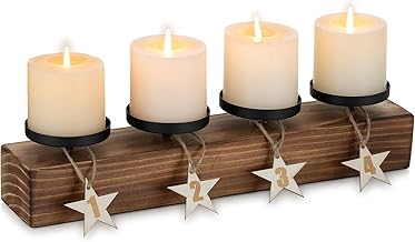Romadedi Advent Wreath Wood Modern Oblong: Candle Holder Made of Solid Pine Wood with Numbers 1-4 - Advent Arrangement for Table Decoration Scandinavian Minimalist