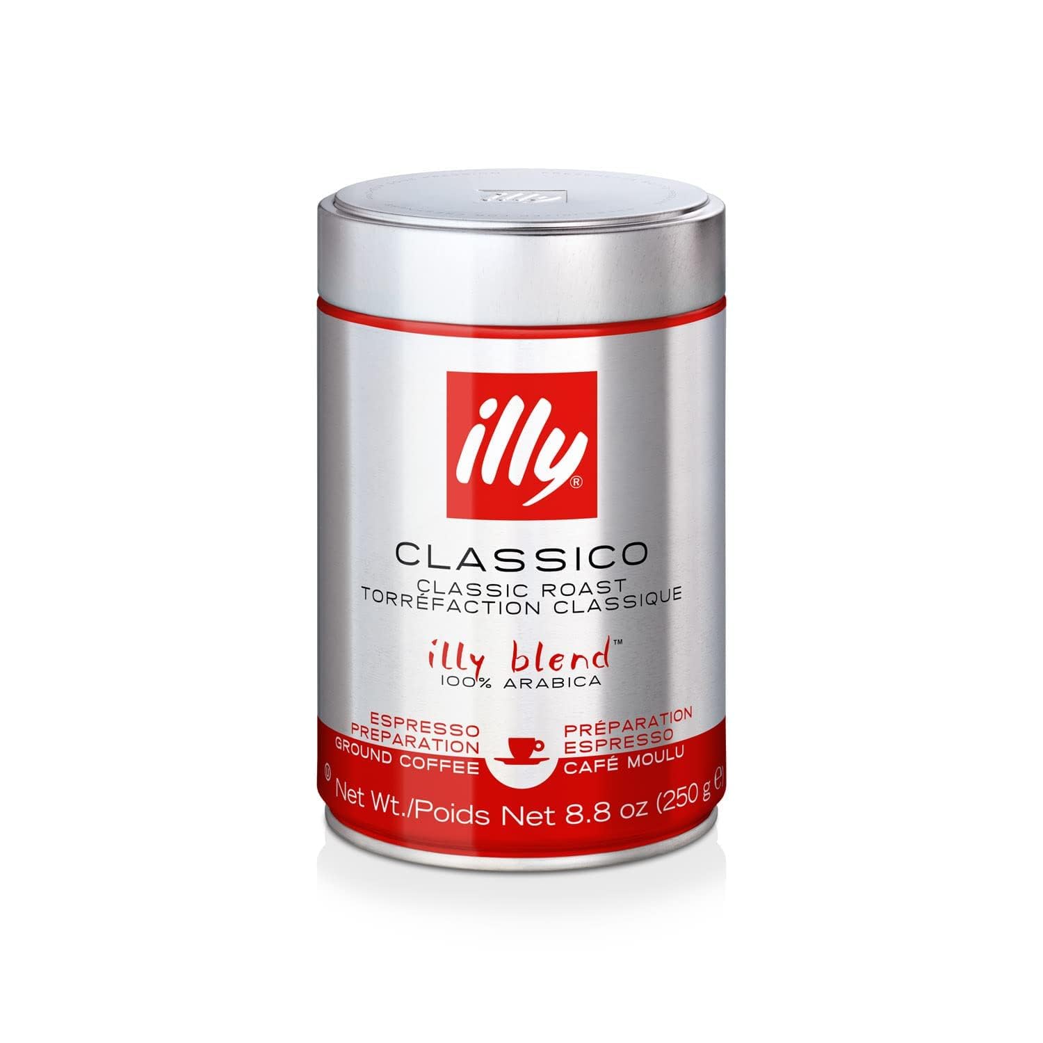 Illy Espresso, 100% kawa Arabica, mielona, średni stopień palenia, puszka, 12 sztuk, 12 x 250 g