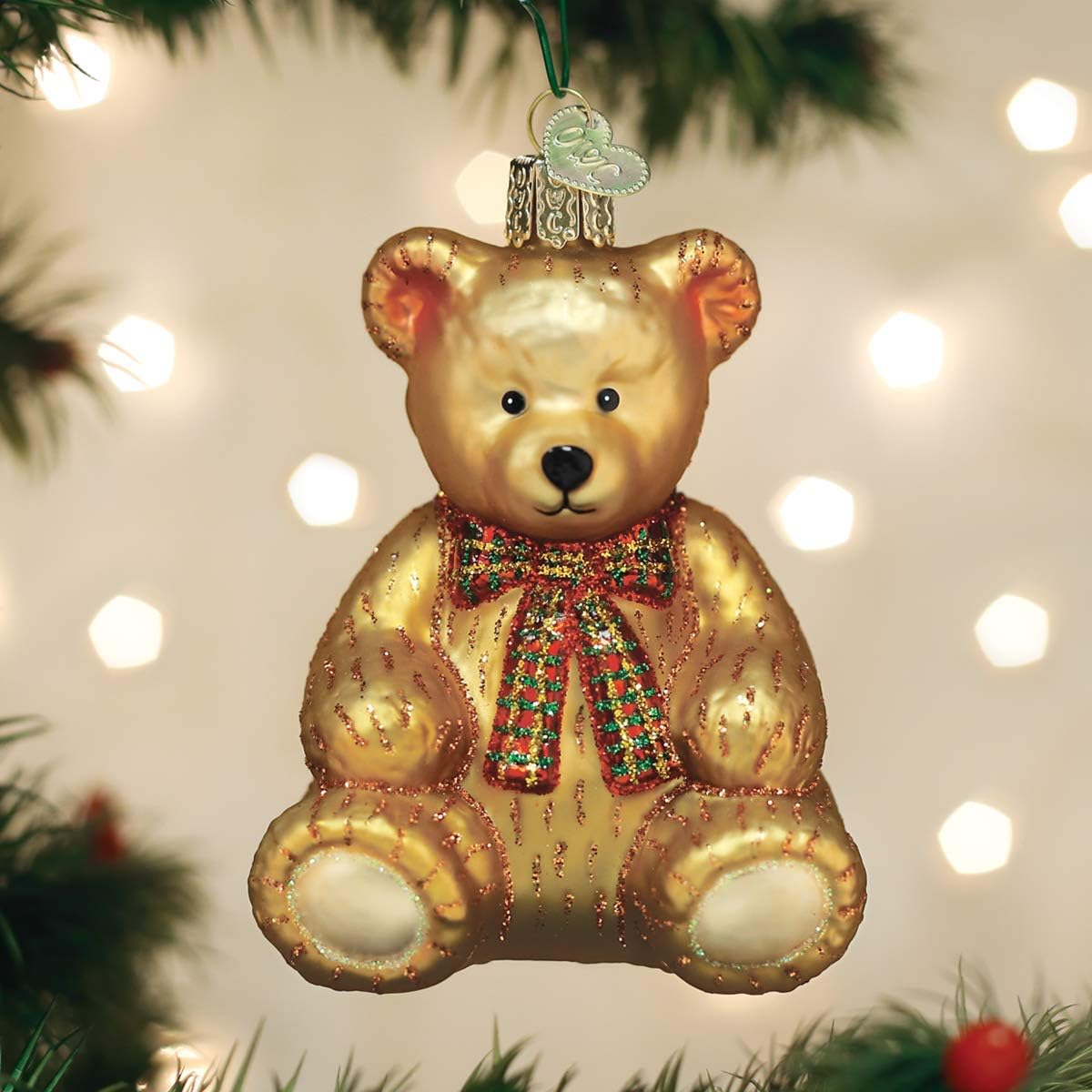 Amazon.com: Old World Christmas Teddy Bear Glass Blown Ornament