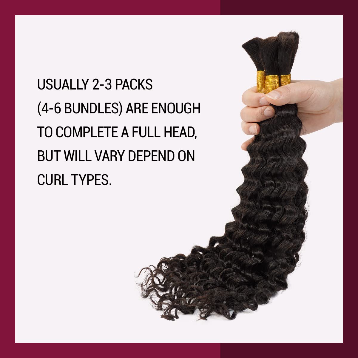 Starlet Virgin Human Hair Deep Bulk Micro Braiding Extensions, 20 Inch, 100g, 2 Bundles, Natural Color