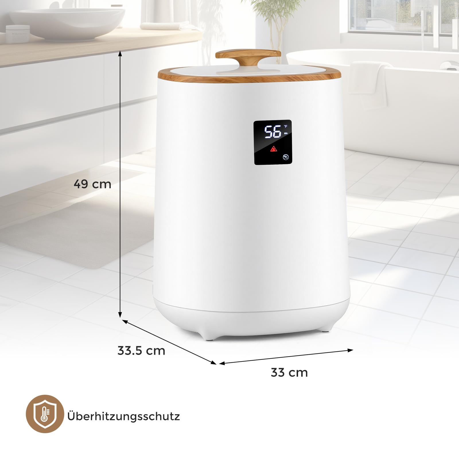 RELAX4LIFE 18L Handtuchwärmer, Handtuch Wärmegerät mit LED-Anzeige & Schnellheizung & automatischer Abschaltung, tragbarer Handtuchtrockner Handtuchheizung, Towel Warmer für Bad, Spa, Hotel, Weiß
