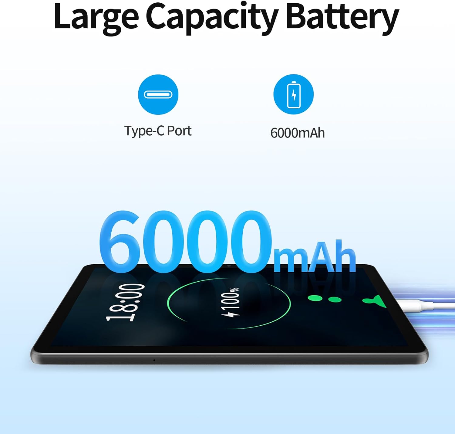 PRITOM Tablet large capacity battery and charging port