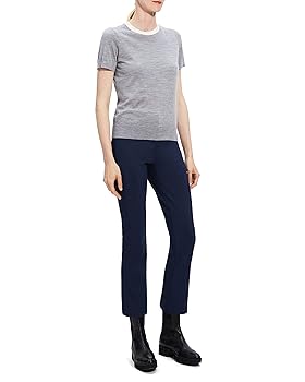 新品　Theory Lightweight Wool Pocket Shirt Theory Women's Trim Basic Wool Tee, Cool Heather Grey, P at