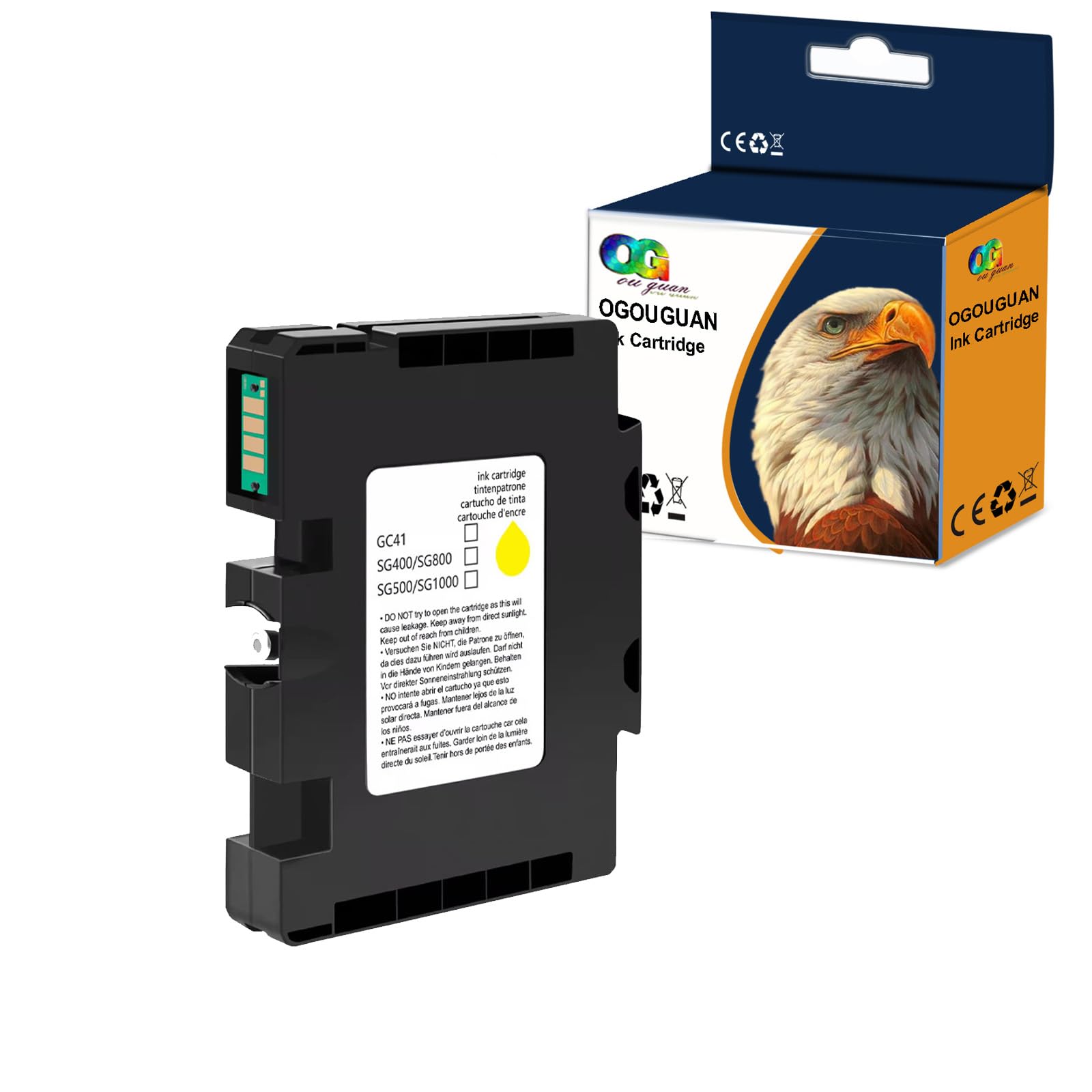 Cartouches d'encre de sublimation CAIDI compatibles pour Sawgrass Virtuoso SG400 SG800 Ricoh Aficio SG3100 SG3110 SG7100 (Jaune)