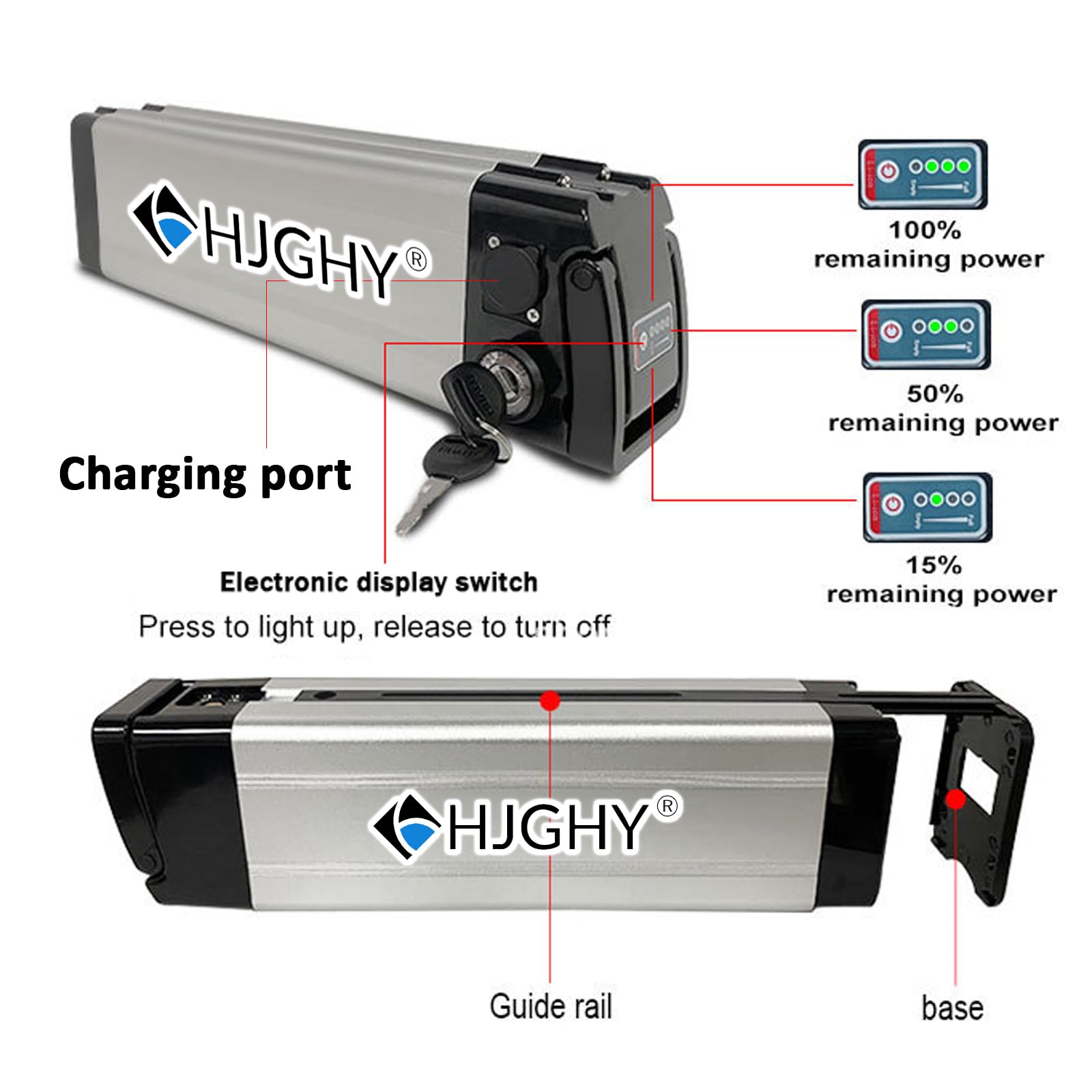 Batería Litio Plegable integrada de 36V 10Ah 15Ah, Paquete de baterías de Litio de 48V 17,5Ah 20Ah, baterías de Repuesto con Cargador para Motor de Bicicleta eléctrica