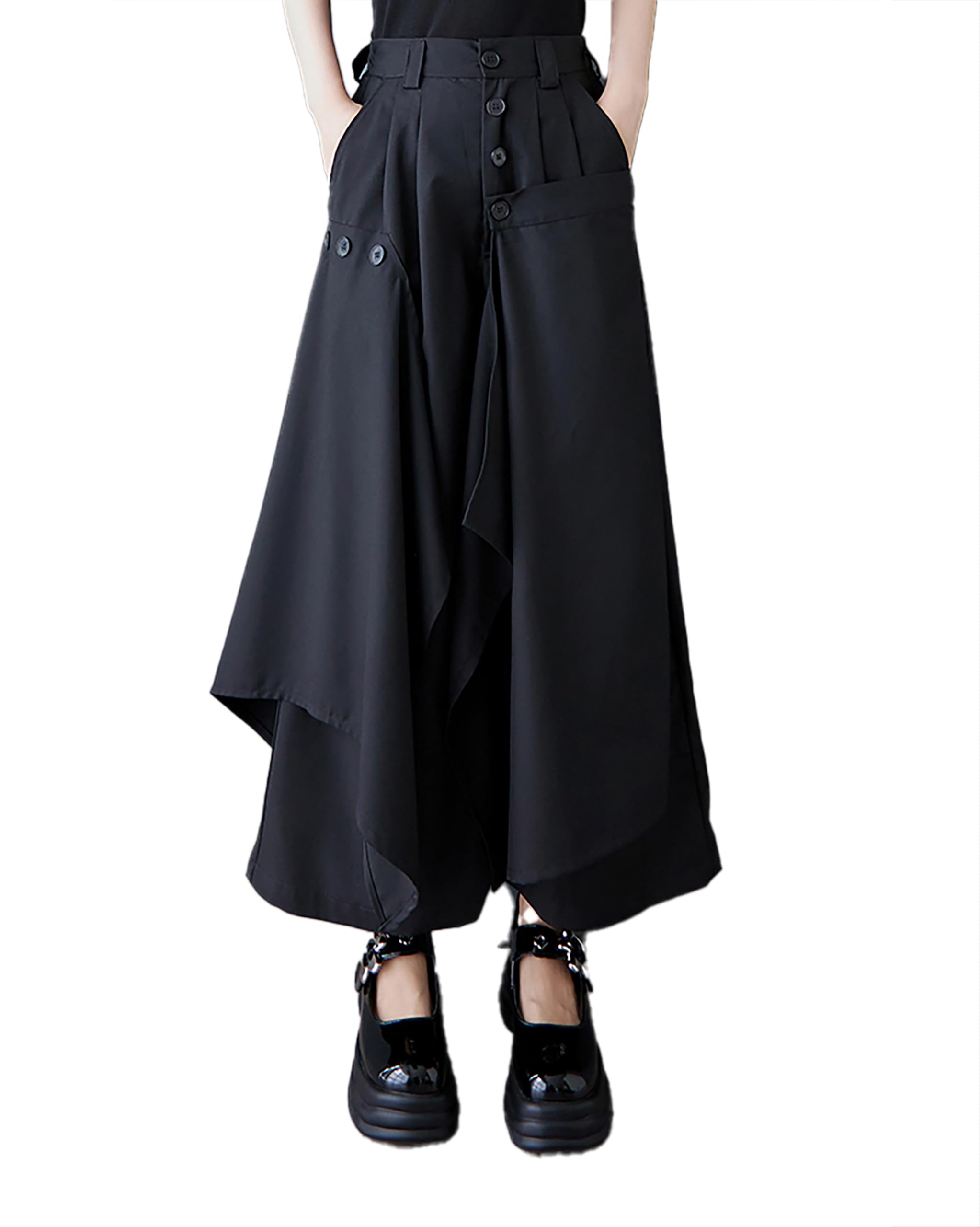 ellazhu Womens Pants High Waisted Cargo Plus Size Work Casual Outfits Button Flow Hem GZ453