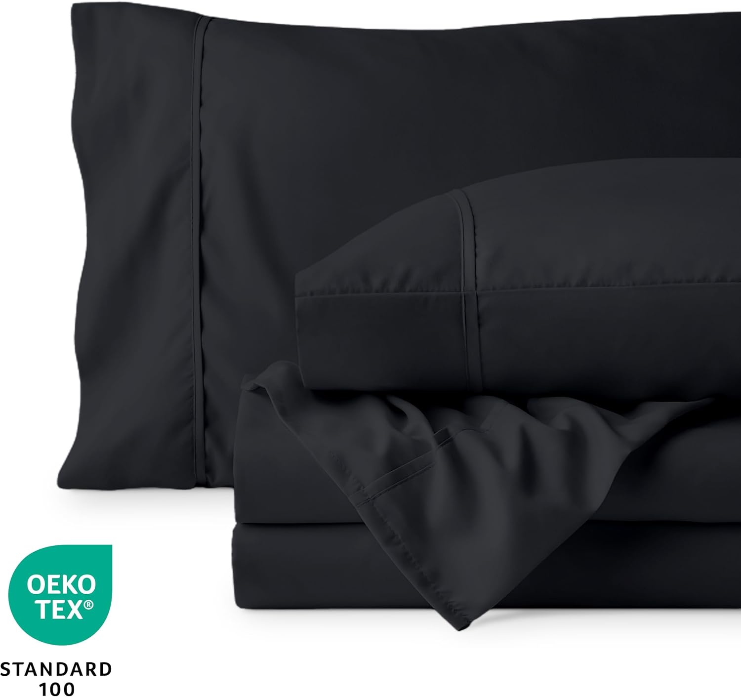 Bare Home King Sheet Set - 22" Deep Pockets - Luxury 1800 Ultra-Soft Microfiber King Bed Sheets - Double Brushed - Easy Fit - 4 Piece Set - Bedding Sheets & Pillowcases (King, Black)