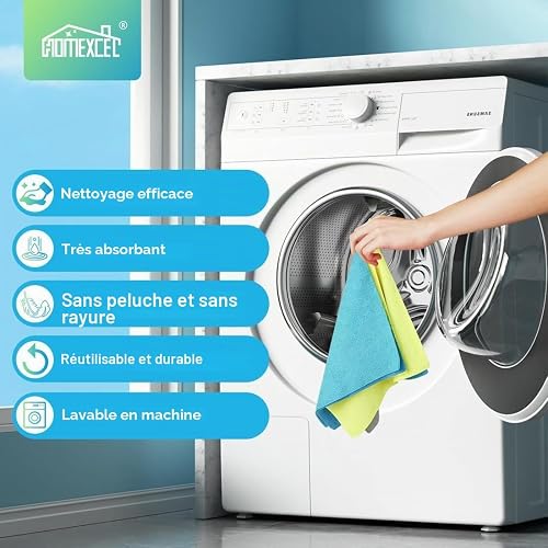 HOMEXCEL Panni per la pulizia in microfibra, confezione da 100 asciugamani in microfibra per auto, senza pelucchi e graffi, per casa, cucina, auto e negozio, asciugamani assorbenti multicolore per la - 7