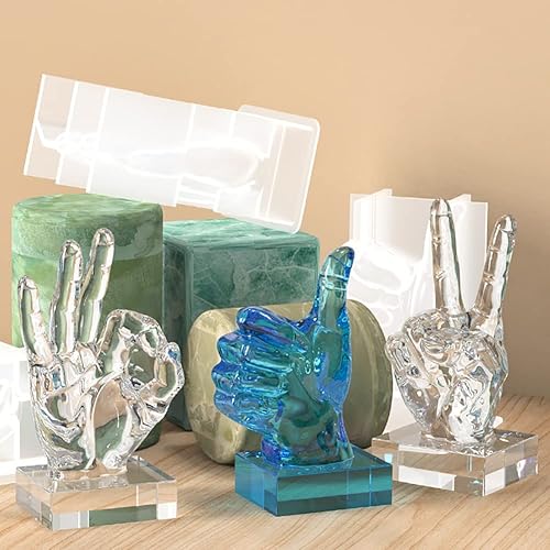 Miniatura 5 de Cjeuxnr 3 moldes de silicona en forma de mano, molde de fundición de resina en forma de dedo medio 3D, moldes para hacer velas, hornear para jabón,