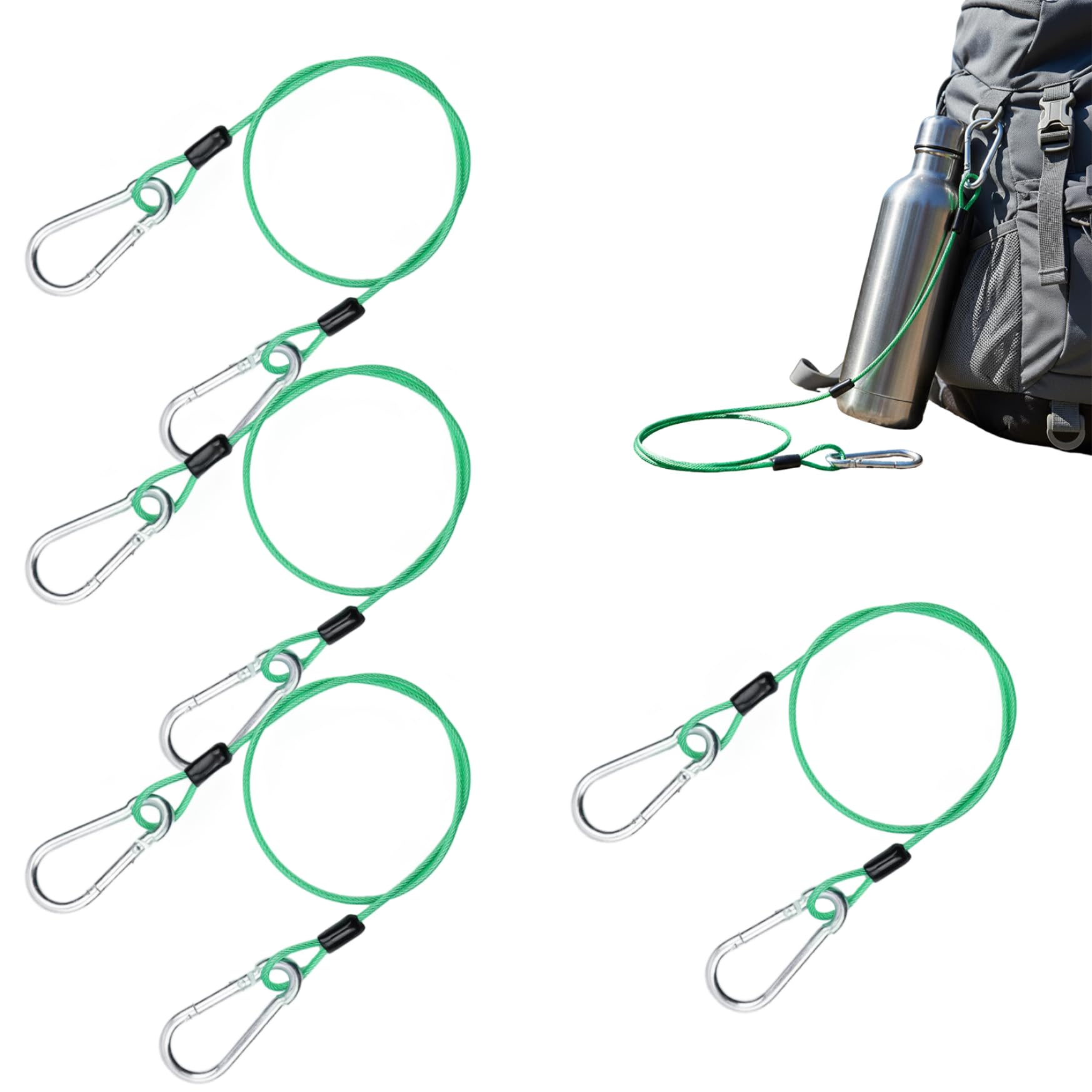 Cable para comedero de pájaros en acero inoxidable con revestimiento verde de 1,5m y 2m