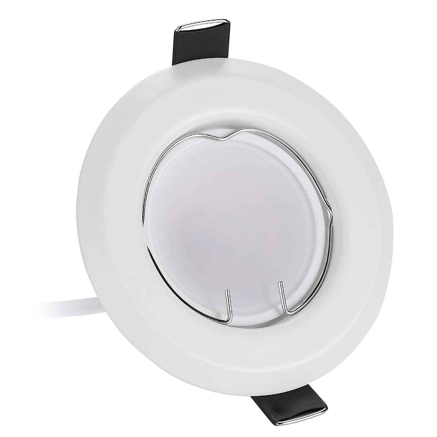 HCFEI Lot de 3 Spot LED Encastrable Dimmable blanc mat avec Ampoule GU10 Module 220V 3W, Blanc Chaud 3000K, Percage 55mm
