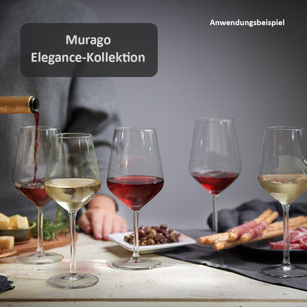 Murago - 24er Set Rotweingläser Elegance ca. 530 ml - Rotweinglas Weinglas Weingläser groß bauchig hochwertig für Wein 24 Stück spülmaschinenfeste Gläser für Rotwein Geschenk Wein Set