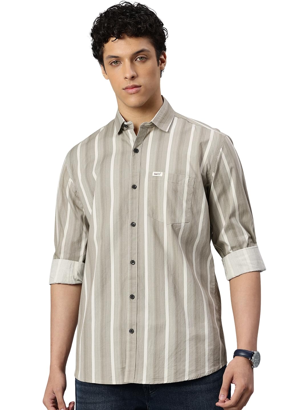 majestic man Men’s Pure Cotton Striped Casual Slim Fit Shirt | Stylish Vertical Stripes | Full Sleeve | Regular Collar | Everyday Smart Casual Wear-picture-10