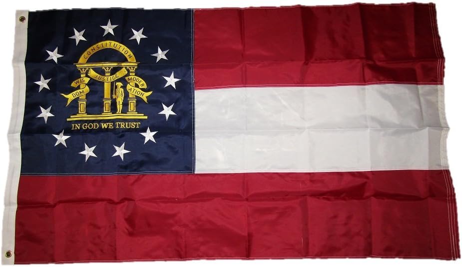 AES 3x5 Embroidered Sewn State of Georgia 2003 210D Solarmax Nylon Flag 3'x5'