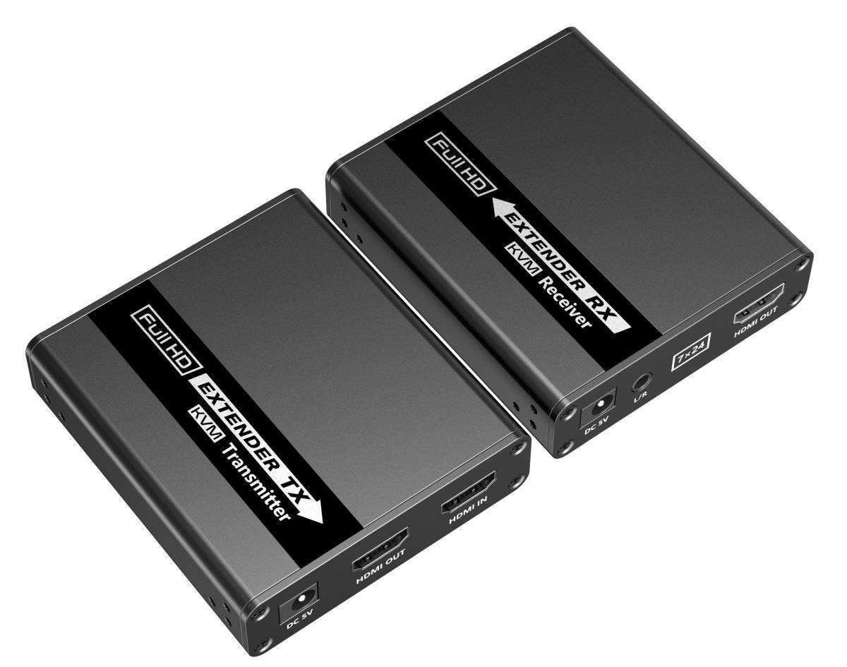 PremiumCord Extension KVM HDMI jusqu'à 70 m avec Transmission USB Via câble Patch Cat6/Cat6A/Cat7, boîtier en métal, Compatible avec Full HD 1080p 60 Hz