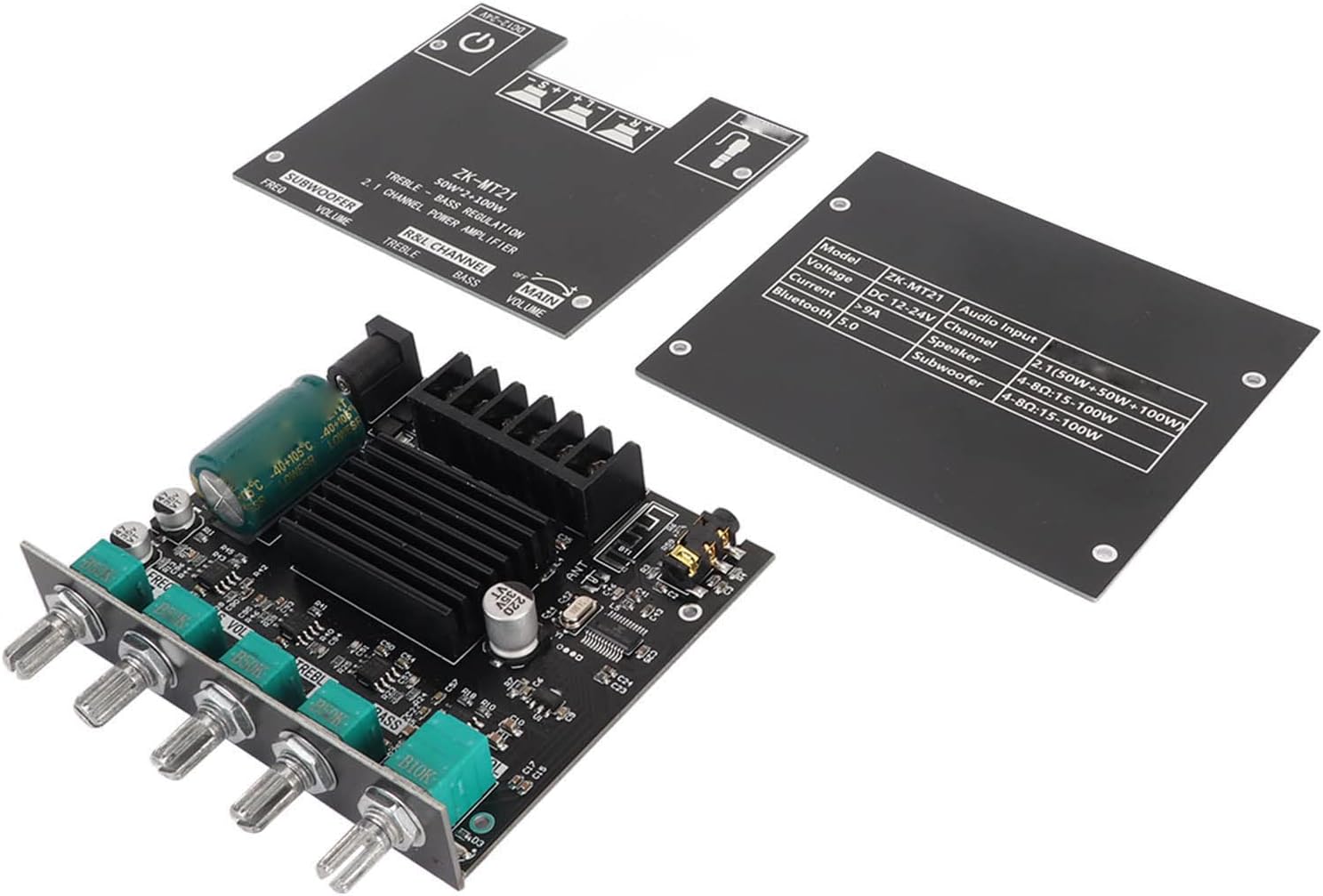 ZK MT21 Bluetooth Power Amplifier Board, 2.1 Channel DC 12V