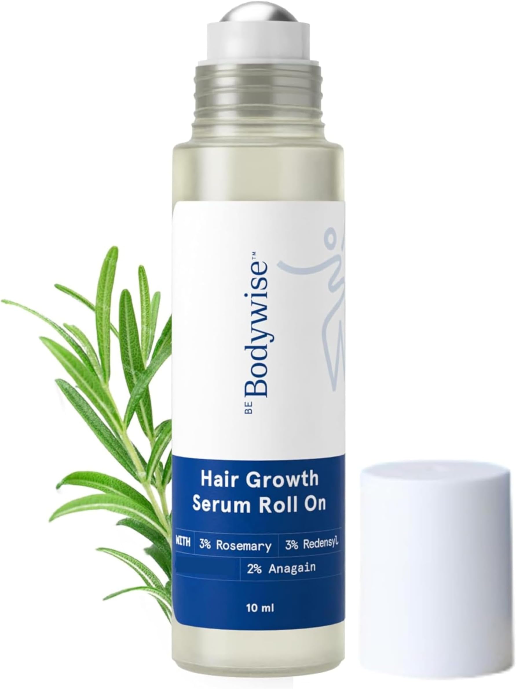 Be Bodywise 3% Hair Growth Serum (Roll On) 3% Redensyl, 2% Aminexil & 2% Anagain Thicker & Stronger Hair Growth For All Hair Types Rosemary 10 ml (Pack of 1)